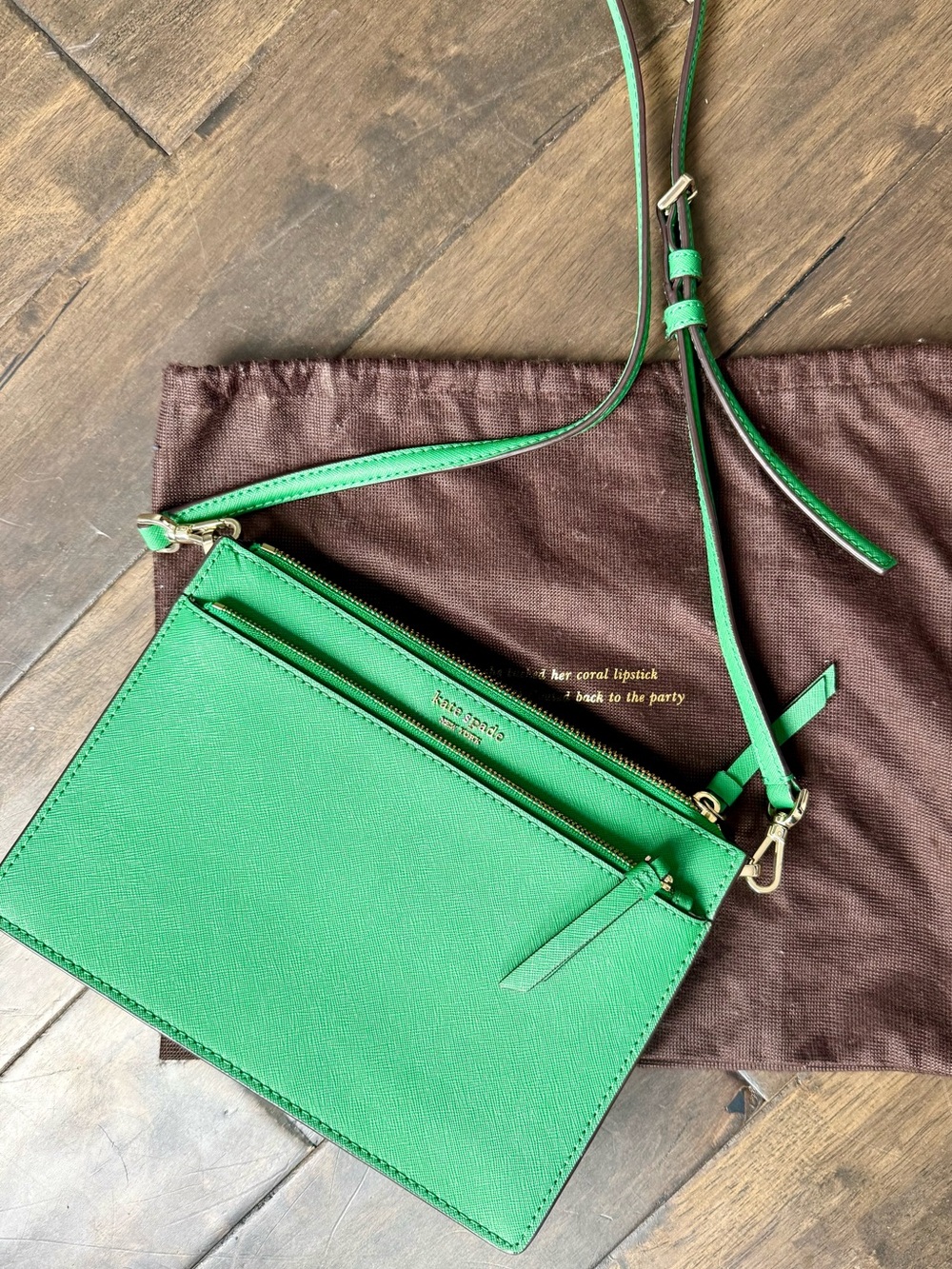 kate spade bright green saffiano crossbody wallet